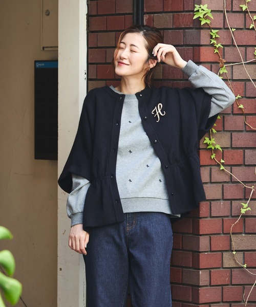 Petit Honfleur(プチオンフルール)の「リボン刺しゅうプルオーバー(Tシャツ/カットソー・レディース・グレー/ネイビー・M/L)」の17枚目の写真