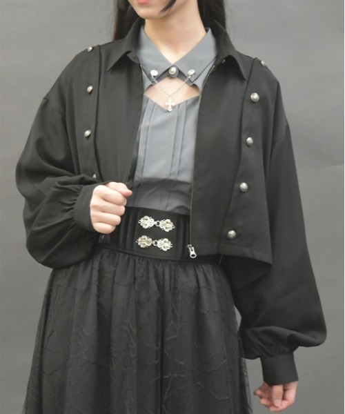 axes femme POETIQUE（アクシーズファムポエティック）の「連ボタンデザインブルゾン（ブルゾン・レディース・ブラック/グレー/ネイビー・MEDIUM）」の2枚目の写真