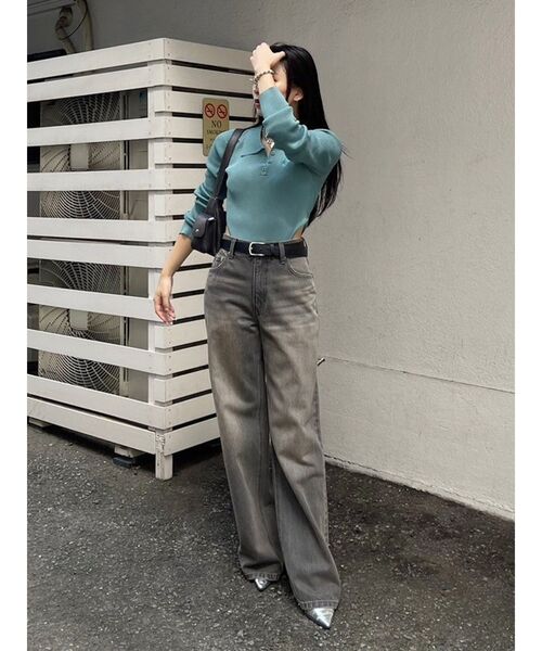 EVRIS（エヴリス）の「ロゴリブニットボディースーツ（ニット/セーター・レディース・ホワイト/グレー/ブルー/ブラック・FREE）」の12枚目の写真