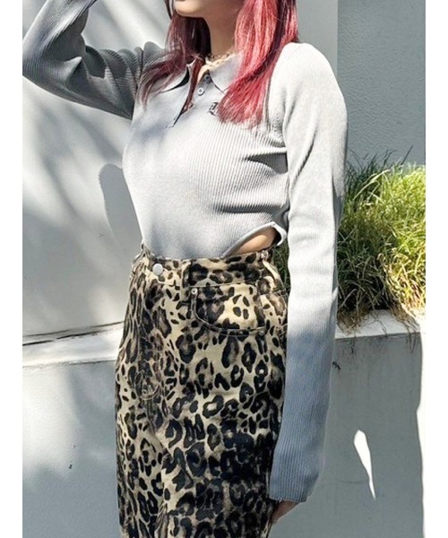 EVRIS（エヴリス）の「ロゴリブニットボディースーツ（ニット/セーター・レディース・ホワイト/グレー/ブルー/ブラック・FREE）」の4枚目の写真