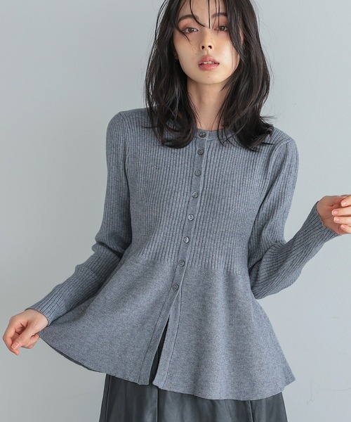 ペプラムフレアニットカーディガン（カーディガン/ボレロ）｜itto