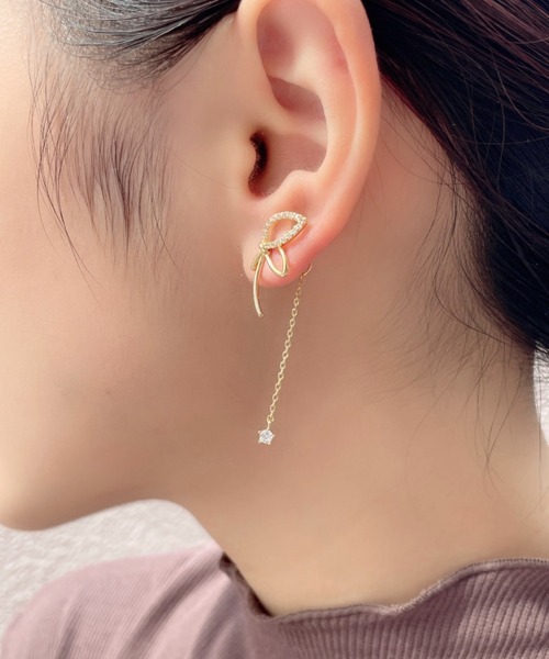 ciite'(シーテ)の「フラワーチェーン ドロップバックキャッチ ピアス (両耳用)(ピアス(両耳用)・レディース・シルバー/ゴールド・FREE)」の2枚目の写真
