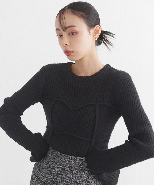 tシャツ ビスチェデザインリブニットトップス レディース ANGIE ニット セーター ビスチェデザイン リブニットトップス