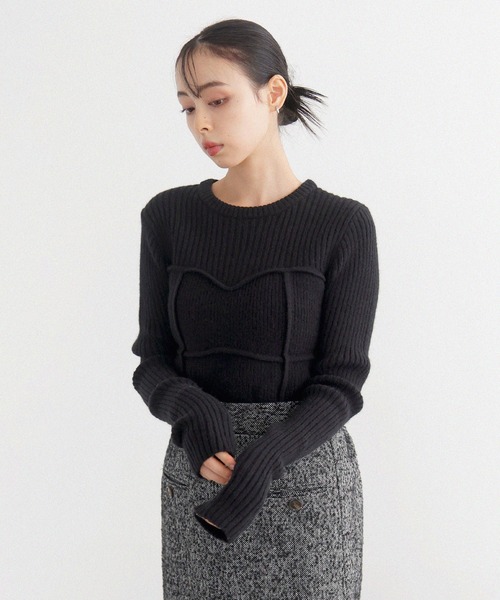 LIAN（リアン）の「ビスチェデザインリブニットトップス（ニット/セーター・レディース・アイボリー/ブラック/グレー/モカ/レッド・FREE）」の7枚目の写真