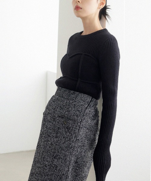 LIAN（リアン）の「ビスチェデザインリブニットトップス（ニット/セーター・レディース・アイボリー/ブラック/グレー/モカ/レッド・FREE）」の9枚目の写真