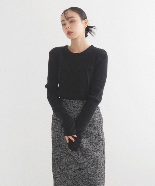 LIAN（リアン）の「ビスチェデザインリブニットトップス（ニット/セーター・レディース・アイボリー/ブラック/グレー/モカ/レッド・FREE）」の13枚目の写真