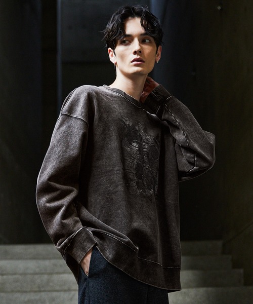 CLEL（クレイル）の「【CLEL】Heavyweight Embroidery Design Sweat/ヘビーウェイト 刺繍デザインスウェット（スウェット・メンズ・チャコールグレー/ブラック/ブラウン/ブラック系1/ブラック系/ホワイト系/グレー系・S/XS/L/M）」の20枚目の写真