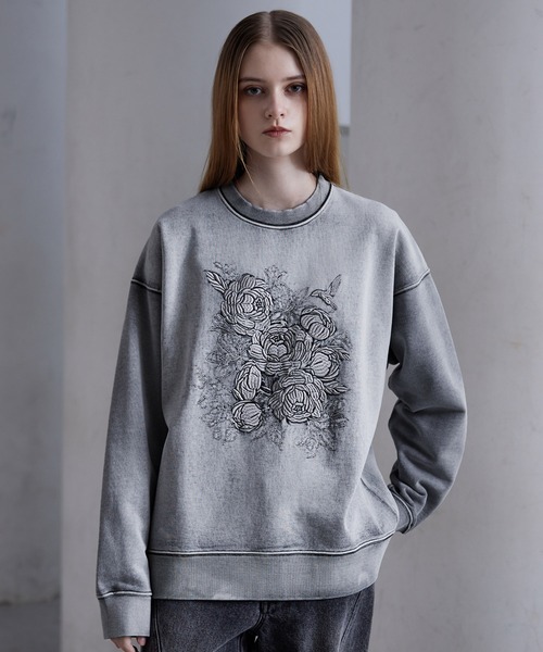 CLEL（クレイル）の「【CLEL】Heavyweight Embroidery Design Sweat/ヘビーウェイト 刺繍デザインスウェット（スウェット・メンズ・チャコールグレー/ブラック/ブラウン/ブラック系1/ブラック系/ホワイト系/グレー系・S/XS/L/M）」の14枚目の写真