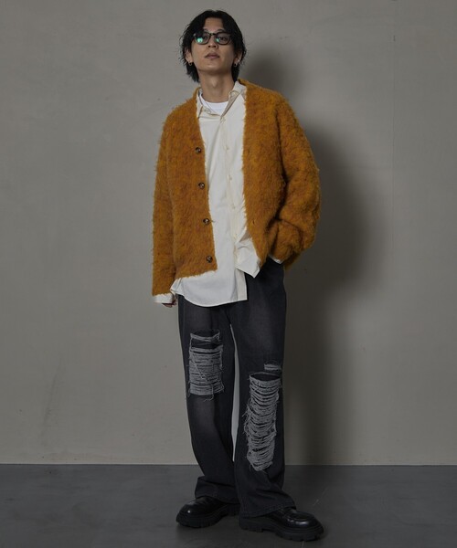 PUBLUX(パブリュクス)の「Bohemian Chop/ボヘミアンチョップ ダメージストレートデニムパンツ(限定展開)(デニムパンツ・メンズ・ブラック・LARGE/SMALL/MEDIUM)」の17枚目の写真