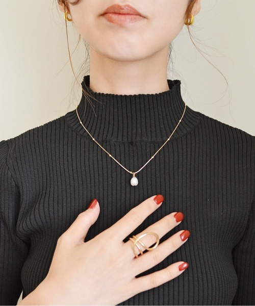 styiro（スタイロ）の「ニッケルフリー 一粒パールビーズネックレス（ネックレス・レディース・ゴールド/シルバー・FREE）」の2枚目の写真