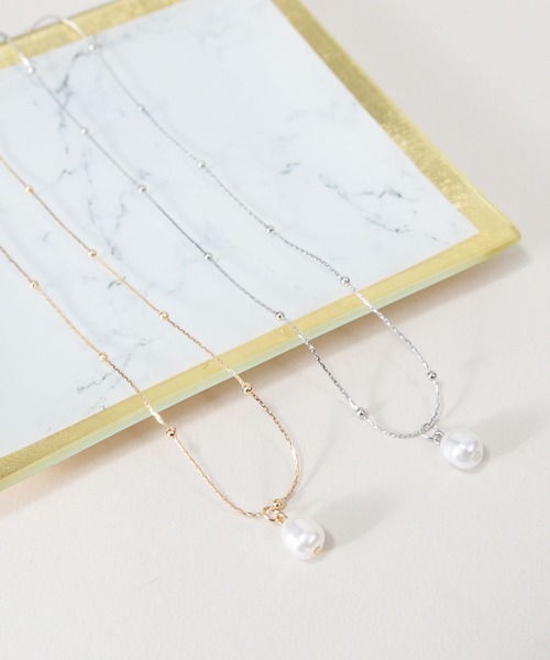 styiro（スタイロ）の「ニッケルフリー 一粒パールビーズネックレス（ネックレス・レディース・ゴールド/シルバー・FREE）」の5枚目の写真