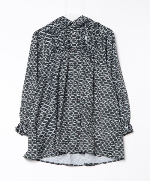 sandy（サンディー）の「【sandy】プリントレギュラーカラーフリルチュニック（チュニック・レディース・ブラック/ブラウン/グリーン/オレンジ・FREE）」の2枚目の写真