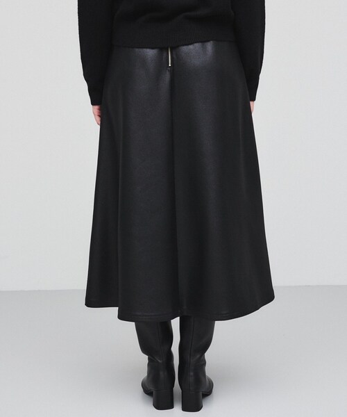 【セール】【手洗い可】レザーライクフレアロングスカート（スカート）｜cloenc（クロエンス）