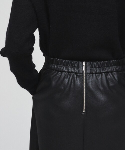 【セール】【手洗い可】レザーライクフレアロングスカート（スカート）｜cloenc（クロエンス）