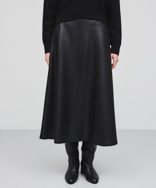 cloenc（クロエンス）の「◆【手洗い可】レザーライクフレアスカート（スカート・レディース・ブラック/アイボリー・02/01）」の18枚目の写真