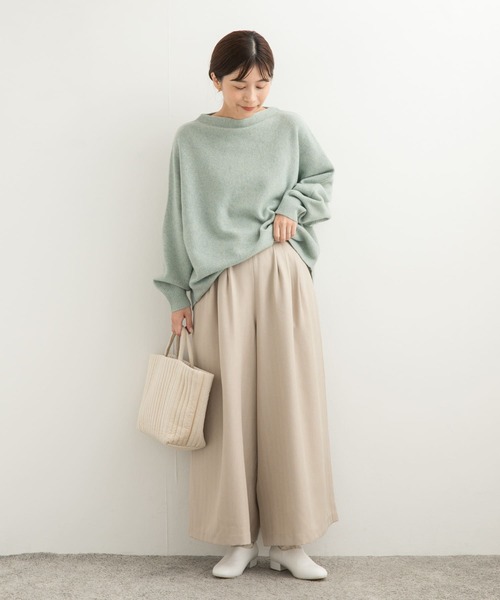 セール】メランジヘリンボーンギャザーワイドパンツ（その他