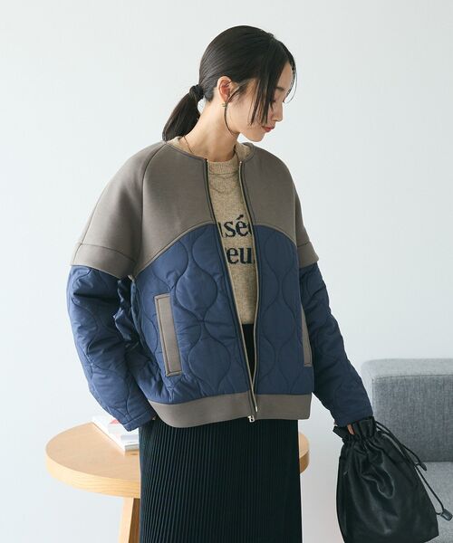 CRAFT STANDARD BOUTIQUE（クラフトスタンダードブティック）の「ダンボール×中綿ヨーク切替ジャケット（ブルゾン・レディース・杢グレー/モカ/アイボリー/ブラック・FREE）」の6枚目の写真