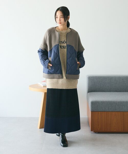 CRAFT STANDARD BOUTIQUE（クラフトスタンダードブティック）の「ダンボール×中綿ヨーク切替ジャケット（ブルゾン・レディース・杢グレー/モカ/アイボリー/ブラック・FREE）」の8枚目の写真