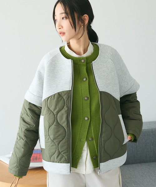 CRAFT STANDARD BOUTIQUE（クラフトスタンダードブティック）の「ダンボール×中綿ヨーク切替ジャケット（ブルゾン・レディース・杢グレー/モカ/アイボリー/ブラック・FREE）」の3枚目の写真