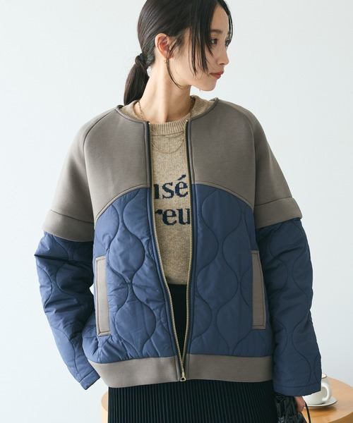 CRAFT STANDARD BOUTIQUE（クラフトスタンダードブティック）の「ダンボール×中綿ヨーク切替ジャケット（ブルゾン・レディース・杢グレー/モカ/アイボリー/ブラック・FREE）」の4枚目の写真