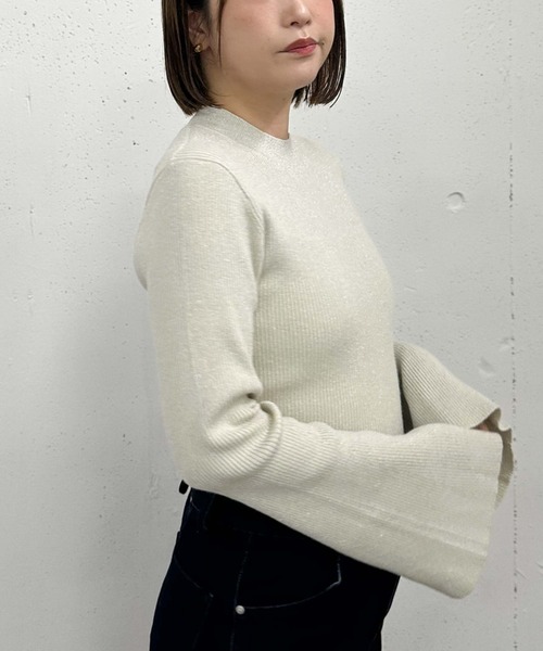 archives（アルシーヴ）の「ラメリブフレアスリーブニット（ニット/セーター・レディース・グレー/アイボリー/ブラック/ピンクベージュ・MEDIUM）」の19枚目の写真