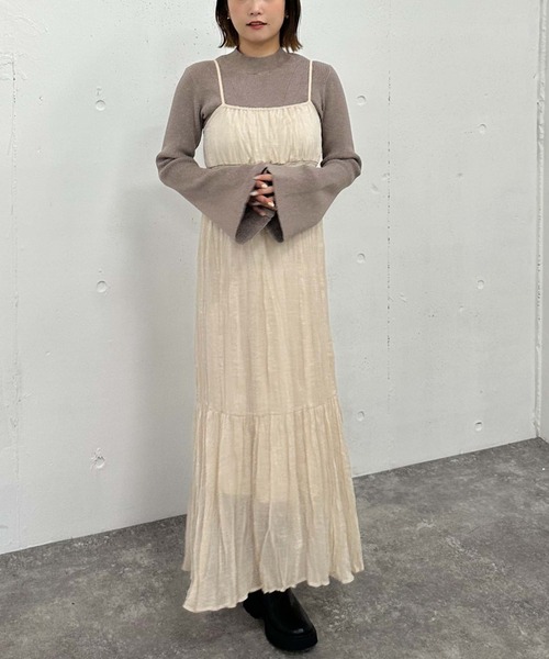 archives（アルシーヴ）の「ラメリブフレアスリーブニット（ニット/セーター・レディース・グレー/アイボリー/ブラック/ピンクベージュ・MEDIUM）」の15枚目の写真