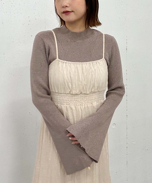 archives（アルシーヴ）の「ラメリブフレアスリーブニット（ニット/セーター・レディース・グレー/アイボリー/ブラック/ピンクベージュ・MEDIUM）」の11枚目の写真