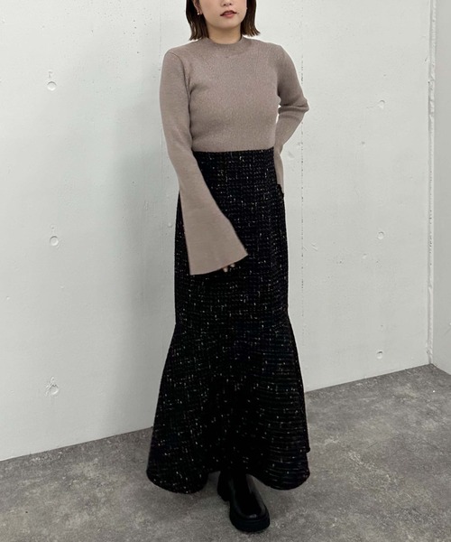 archives（アルシーヴ）の「ラメリブフレアスリーブニット（ニット/セーター・レディース・グレー/アイボリー/ブラック/ピンクベージュ・MEDIUM）」の8枚目の写真