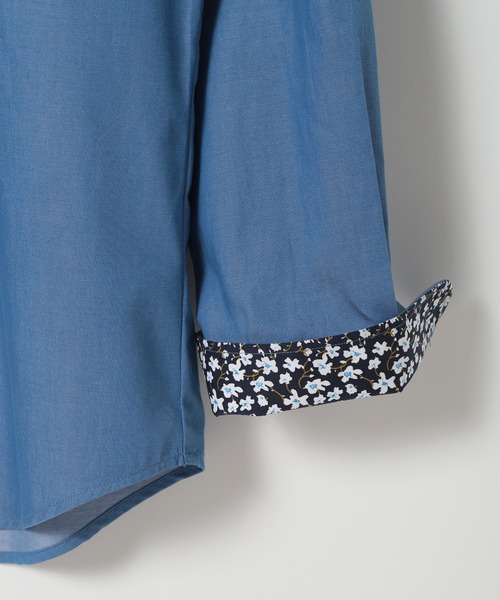 CROWDED CLOSET（クラウデッドクローゼット）の「＜イージーケア＞デニム調ホリゾンタルカラーシャツ（シャツ/ブラウス・メンズ・ネイビー/ブルー・03/04/02）」の7枚目の写真