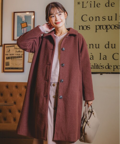 ITS'DEMO（イッツデモ）の「◆【腕周りゆったりで厚手ニットもOK】ステンカラーロングコート（ステンカラーコート・レディース・ネイビー/ベージュ/ダークブラウン・00）」の2枚目の写真
