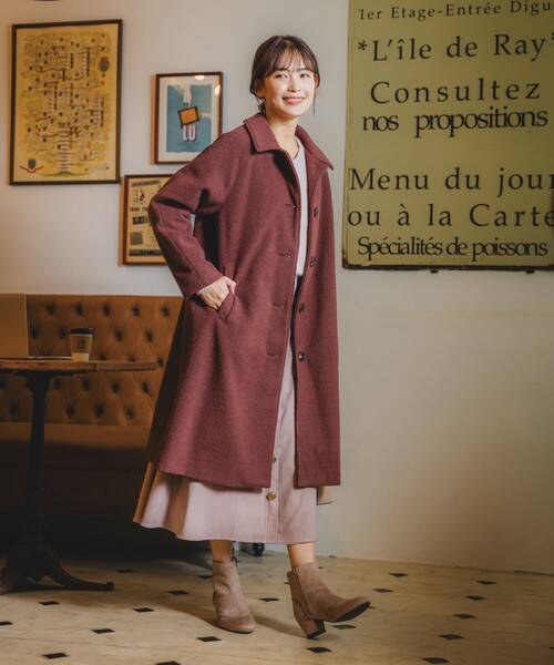 ITS'DEMO（イッツデモ）の「◆【腕周りゆったりで厚手ニットもOK】ステンカラーロングコート（ステンカラーコート・レディース・ネイビー/ベージュ/ダークブラウン・00）」の18枚目の写真