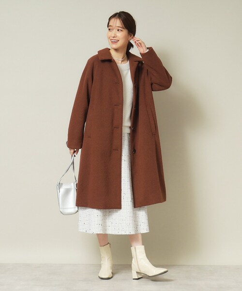 ITS'DEMO（イッツデモ）の「◆【腕周りゆったりで厚手ニットもOK】ステンカラーロングコート（ステンカラーコート・レディース・ネイビー/ベージュ/ダークブラウン・00）」の22枚目の写真