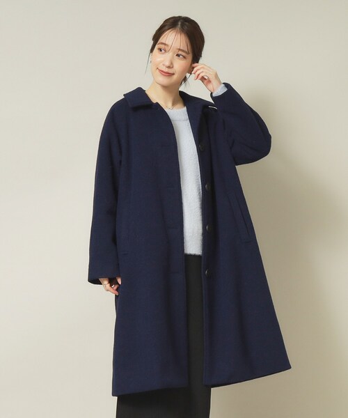ITS'DEMO（イッツデモ）の「◆【腕周りゆったりで厚手ニットもOK】ステンカラーロングコート（ステンカラーコート・レディース・ネイビー/ベージュ/ダークブラウン・00）」の4枚目の写真