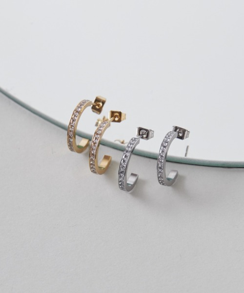 ciite' surgical stainless(シーテサージカルステンレス)の「【 金属アレルギー対応 】 ビジューフープピアス サージカルステンレス (両耳用)(ピアス(両耳用)・レディース・シルバー/ゴールド・FREE)」の5枚目の写真