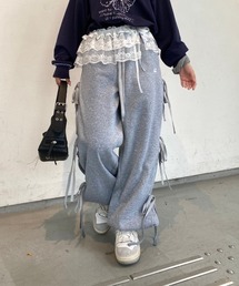 【Seoup】リボン裏起毛スウェットパンツ