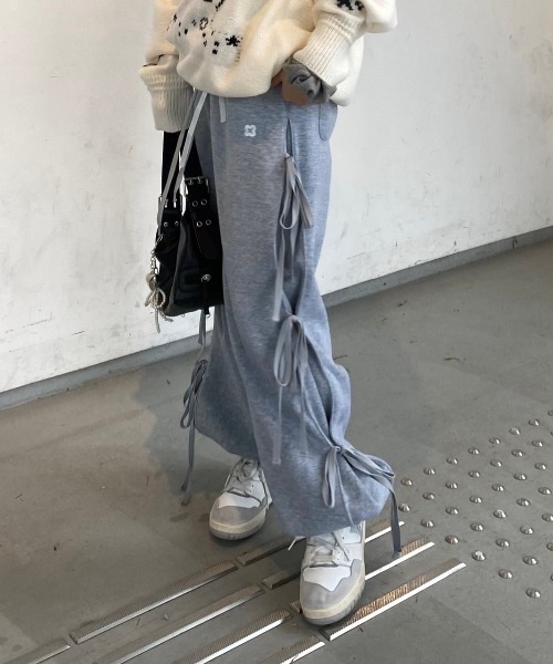 nemne store（ネンネストア）の「【Seoup】リボン裏起毛スウェットパンツ（スウェットパンツ・レディース・グレー系/オートミール/ブラック系・SMALL/MEDIUM）」の9枚目の写真
