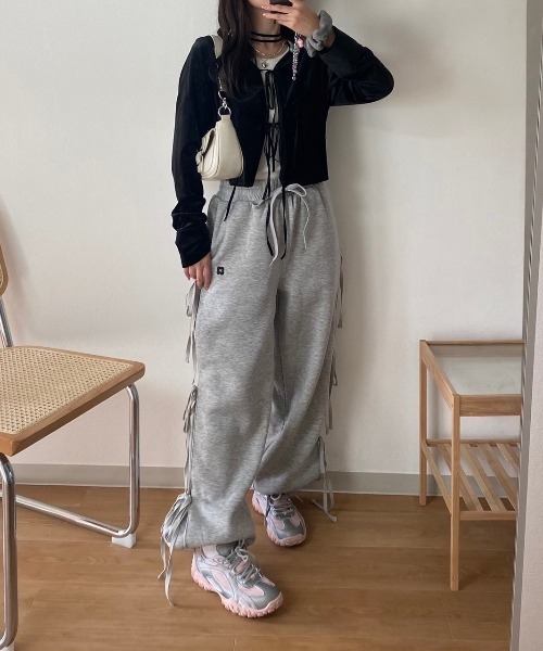 nemne store（ネンネストア）の「【Seoup】リボン裏起毛スウェットパンツ（スウェットパンツ・レディース・グレー系/オートミール/ブラック系・SMALL/MEDIUM）」の13枚目の写真
