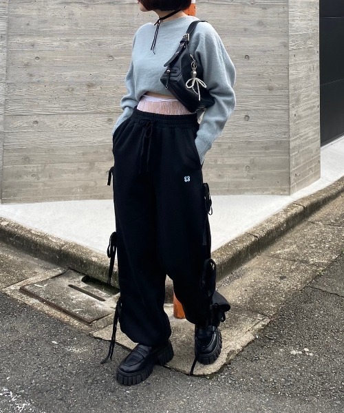 nemne store（ネンネストア）の「【Seoup】リボン裏起毛スウェットパンツ（スウェットパンツ・レディース・グレー系/オートミール/ブラック系・SMALL/MEDIUM）」の6枚目の写真