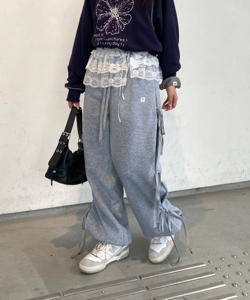 nemne store（ネンネストア）の「【Seoup】リボン裏起毛スウェットパンツ（スウェットパンツ・レディース・グレー系/オートミール/ブラック系・SMALL/MEDIUM）」の11枚目の写真
