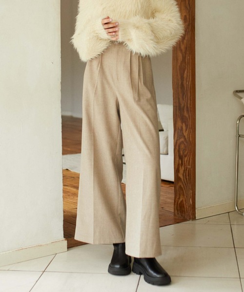 archives（アルシーヴ）の「ウールライクワイドタックスラックス（スラックス・レディース・グレー/ブラック/ベージュ・MEDIUM）」の3枚目の写真