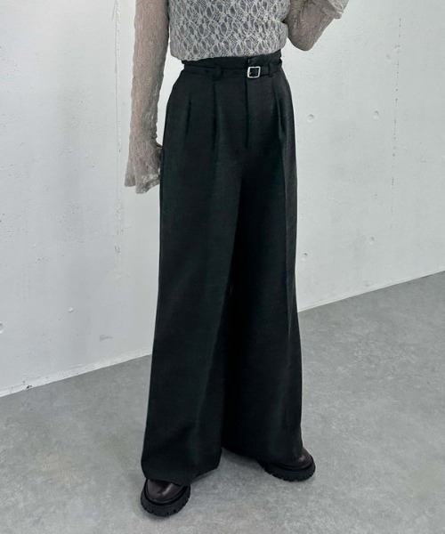 archives（アルシーヴ）の「ウールライクワイドタックスラックス（スラックス・レディース・グレー/ブラック/ベージュ・MEDIUM）」の2枚目の写真