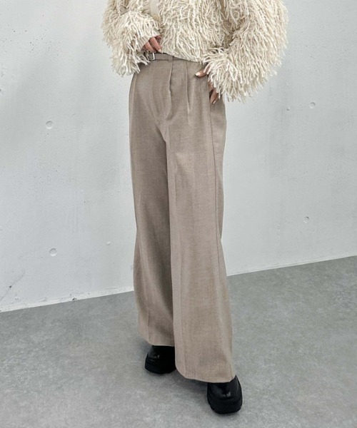 archives（アルシーヴ）の「ウールライクワイドタックスラックス（スラックス・レディース・グレー/ブラック/ベージュ・MEDIUM）」の4枚目の写真