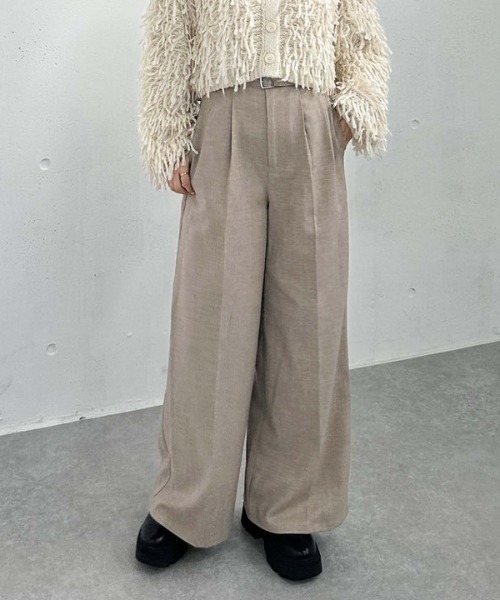 archives（アルシーヴ）の「ウールライクワイドタックスラックス（スラックス・レディース・グレー/ブラック/ベージュ・MEDIUM）」の5枚目の写真