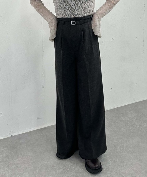 archives（アルシーヴ）の「ウールライクワイドタックスラックス（スラックス・レディース・グレー/ブラック/ベージュ・MEDIUM）」の12枚目の写真