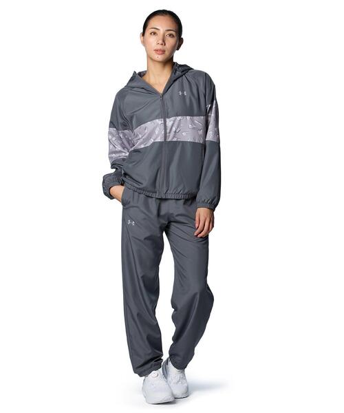 UNDER ARMOUR(アンダーアーマー)の「UAトリコット ウーブン フルジップ フーディー(トレーニング/レディース)(その他アウター・レディース・グレー×ホワイト・L/S/XL/M)」の3枚目の写真