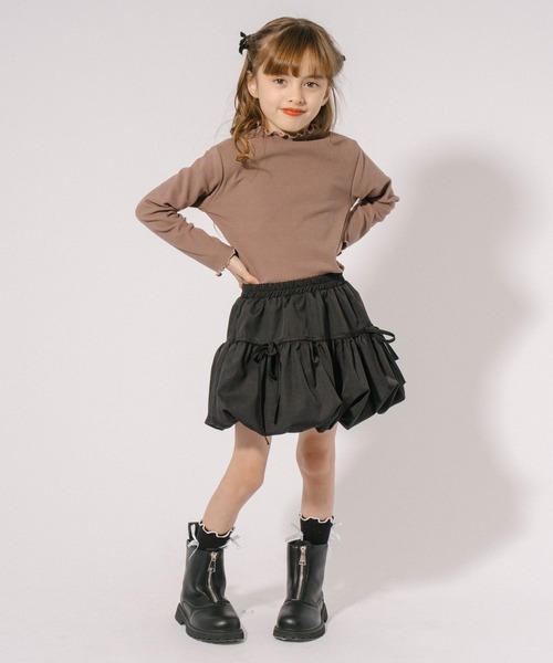 URBAN CHERRY（アーバンチェリー）の「リボンバルーンミニスカート（スカート・キッズ・ピンク/ブラック・110cm/120cm/130cm/140cm）」の4枚目の写真