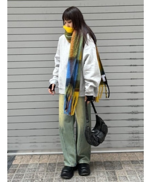 SLY（スライ）の「SHAGGY CHECK MUFFLER シャギー チェック マフラー（マフラー・レディース・グリーン系その他2/イエロー系その他/オレンジ系その他・FREE）」の20枚目の写真