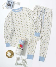 FRUIT OF THE LOOM(フルーツオブザルーム)のFRUIT OF THE LOOM/フルーツオブザルーム セットアップ 総柄 ワッフル 長袖Tシャツ&ロングパンツ&ポーチ 3点セット/ルームウェア/ワンマイルウェア/パジャマ/レディース(ルームウェア/パジャマ)