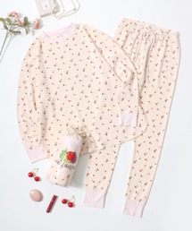 FRUIT OF THE LOOM(フルーツオブザルーム)のFRUIT OF THE LOOM/フルーツオブザルーム セットアップ 総柄 ワッフル 長袖Tシャツ&ロングパンツ&ポーチ 3点セット/ルームウェア/ワンマイルウェア/パジャマ/レディース(ルームウェア/パジャマ)