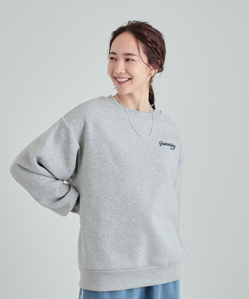 Cutie Blonde（キューティーブロンド）の「◆【洗える/S-LL/SHOO WARM】あったか裏起毛 刺繍アソートスウェット（スウェット・レディース・チャコール/ライトグレー系1/グレー系・04/03/02/01）」の4枚目の写真